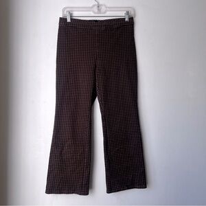 Le Lis Black Brown Gingham Retro Cropped Straight Leg Trouser Pants M